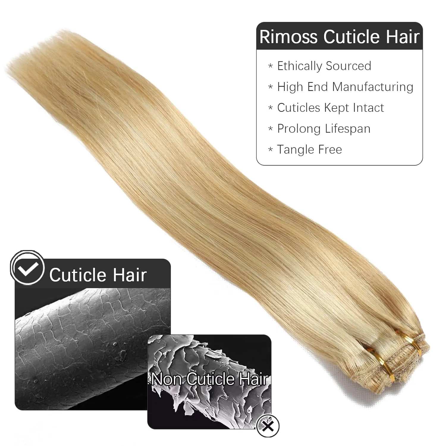 Clip in Hair Extensions Real Human Hair - 150g 18 Inch 7pcs, Dirty Blonde to Bleach Blonde Highlight - Premium Soft Hair Extensions Real Human Hair Clip ins Straight for Women
