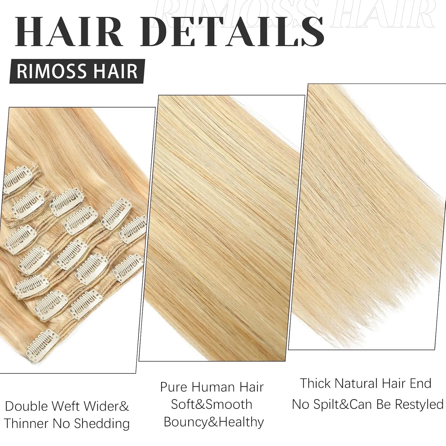 Clip in Hair Extensions Real Human Hair - 150g 18 Inch 7pcs, Dirty Blonde to Bleach Blonde Highlight - Premium Soft Hair Extensions Real Human Hair Clip ins Straight for Women