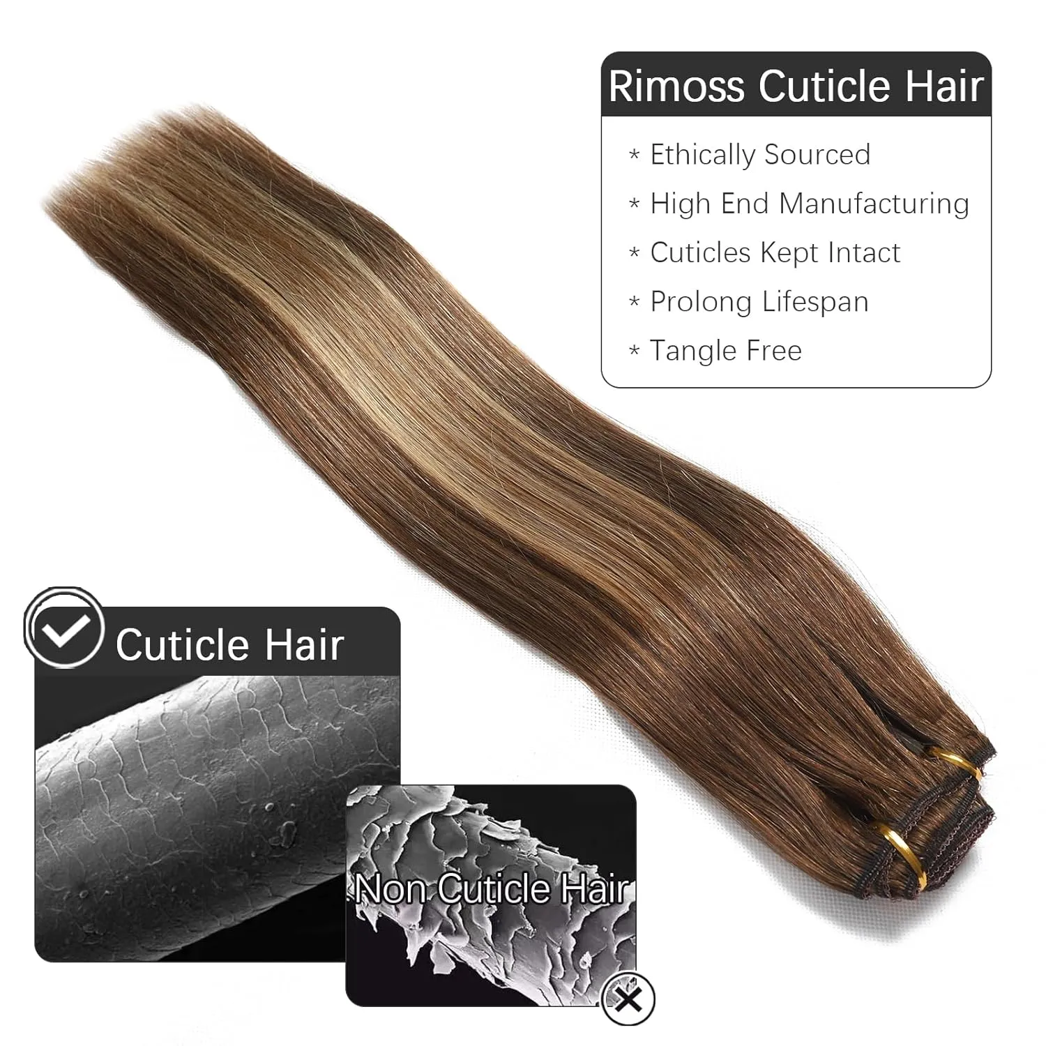 Clip in Hair Extensions Real Human Hair - 150g 18 Inch 7pcs, Ombre Chocolate Brown to Caramel Blonde Balayage Color - Soft Hair Extensions Real Human Hair Clip ins Straight for Women