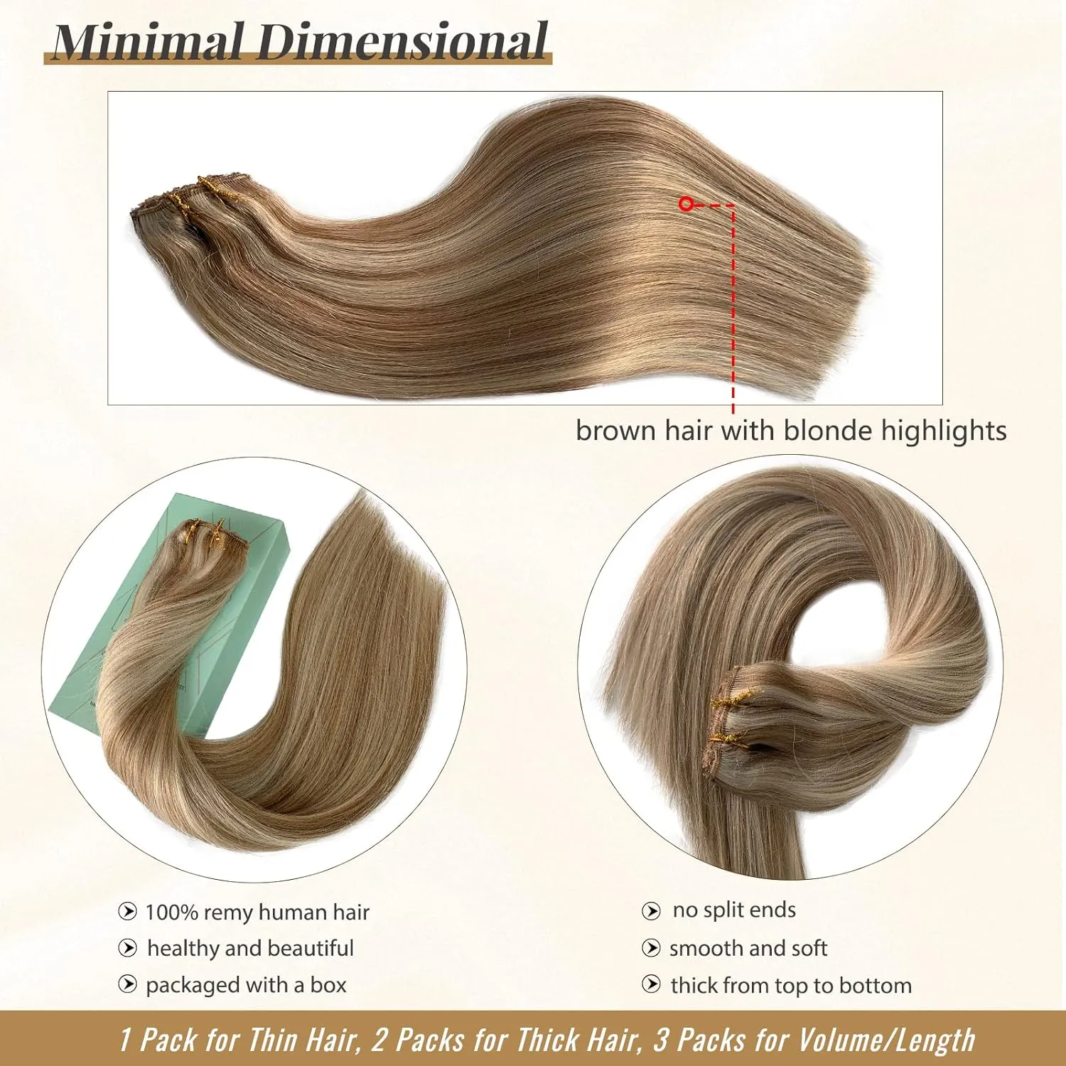 Clip in Hair Extensions Real Human Hair Blonde Highlights Extensions 100grams 4pcs Lace Clip on Hair Extensions Balayage Platinum Blonde and Ash Brown Straight Hairpieces for Thin Hair 16 Inch