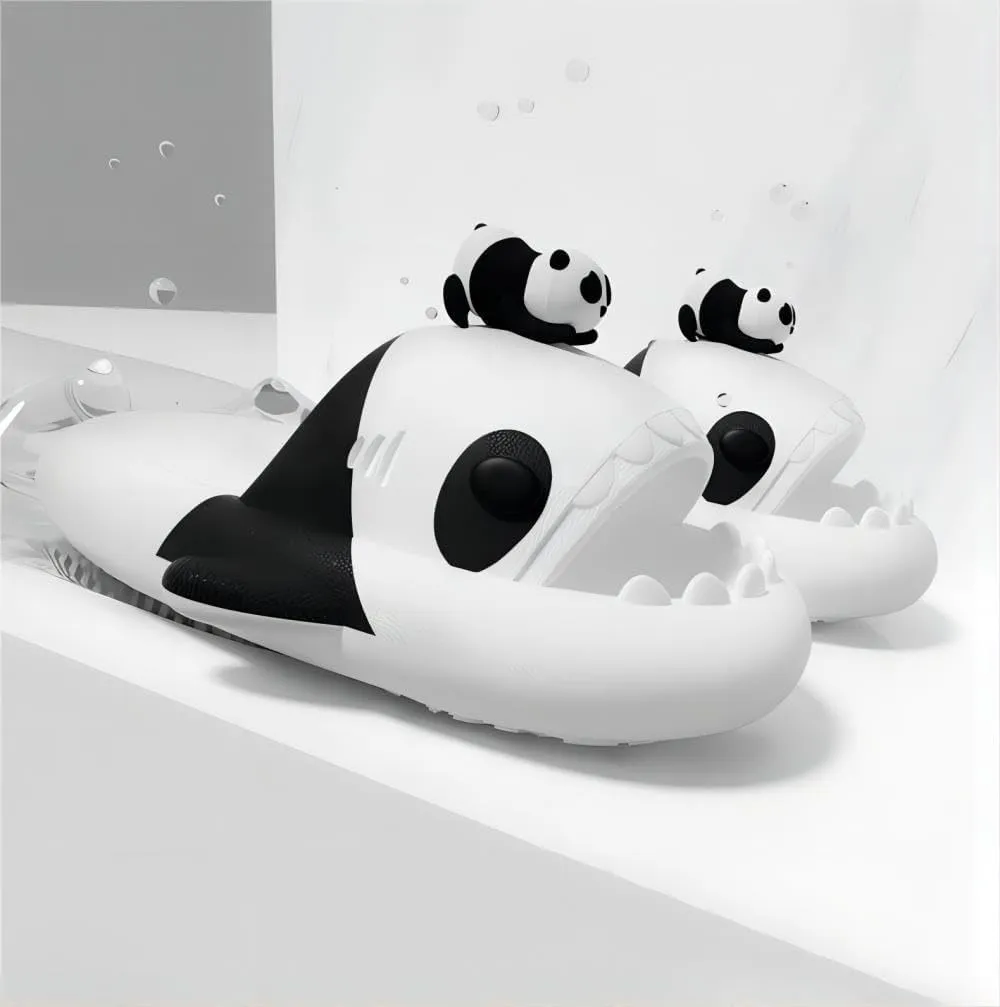 Cloudy Shark Slides, Halloween Christmas Shark Slippers, 3D Cartoon Spooky Shark Slides Glow in the Dark for Men Women