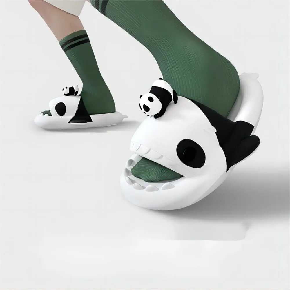 Cloudy Shark Slides, Halloween Christmas Shark Slippers, 3D Cartoon Spooky Shark Slides Glow in the Dark for Men Women