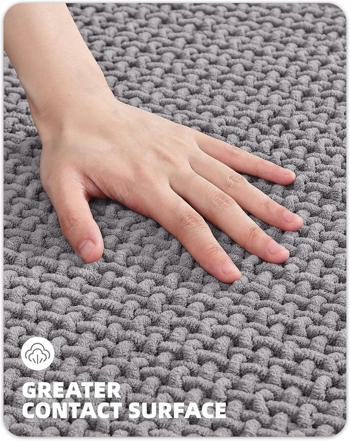 Color&Geometry Grey Chenille Bathroom Rugs- Non Slip, Absorbent, Quick Dry, Thin, Washable- 16"x24" Small Bathmat Gray for Washroom Floor, Shower, Sink, Vanity