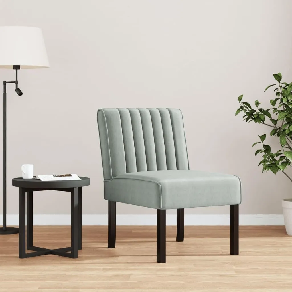 Comfortable Lounging with Light Gray Velvet Slipper Chair, Soft Fabric Upholstery, Solid Wood Legs, Easy Assembly