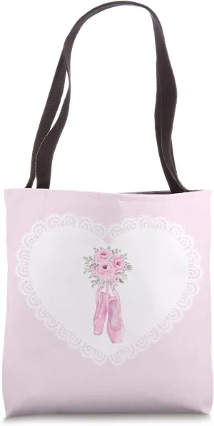 Coquette Balletcore Doily Pink Ballet Shoes Soft Girl Tote Bag