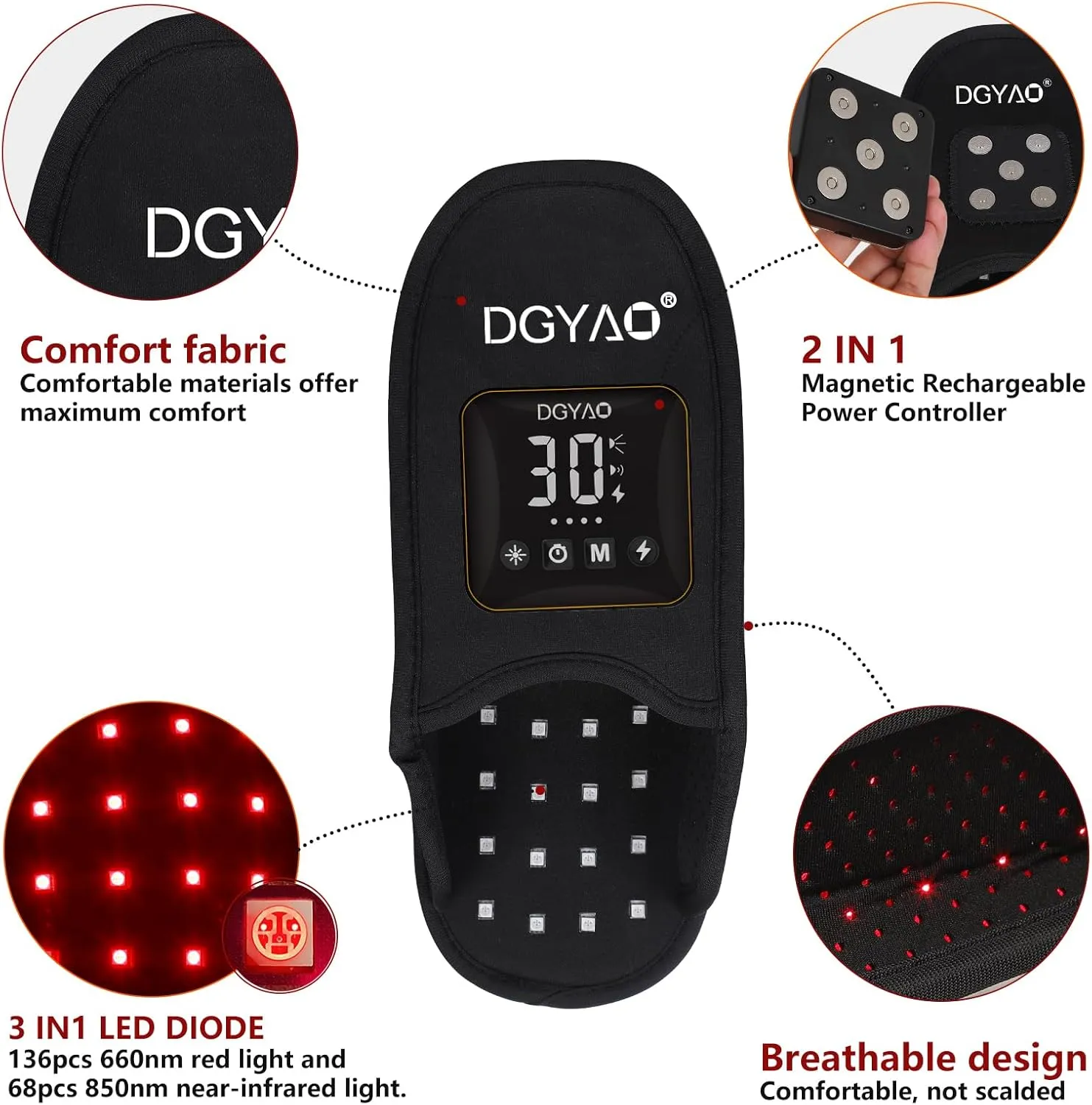 Cordless Red Light Therapy for Foot Slipper Near Infrared Light Therapy Device for Feet Toes Instep Pain Relief Led Portable Wearable Rechargeable 4000mAh Battery (2023MSfoot)