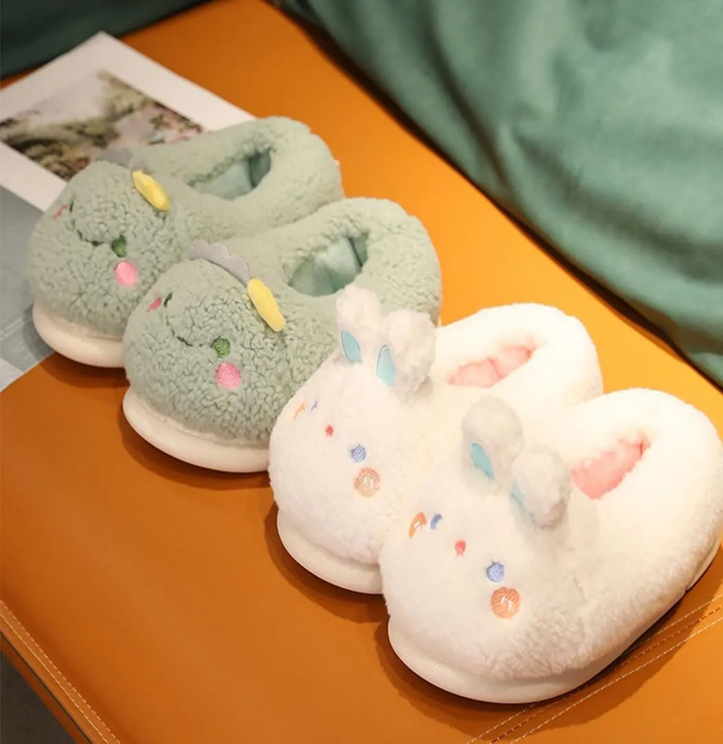 Cozy Novelty Cute Animal Home Slippers for Women Fluffy Memory Foam House Slippers Warm Non-slip Bedroom Shoes Indoor Outdoor