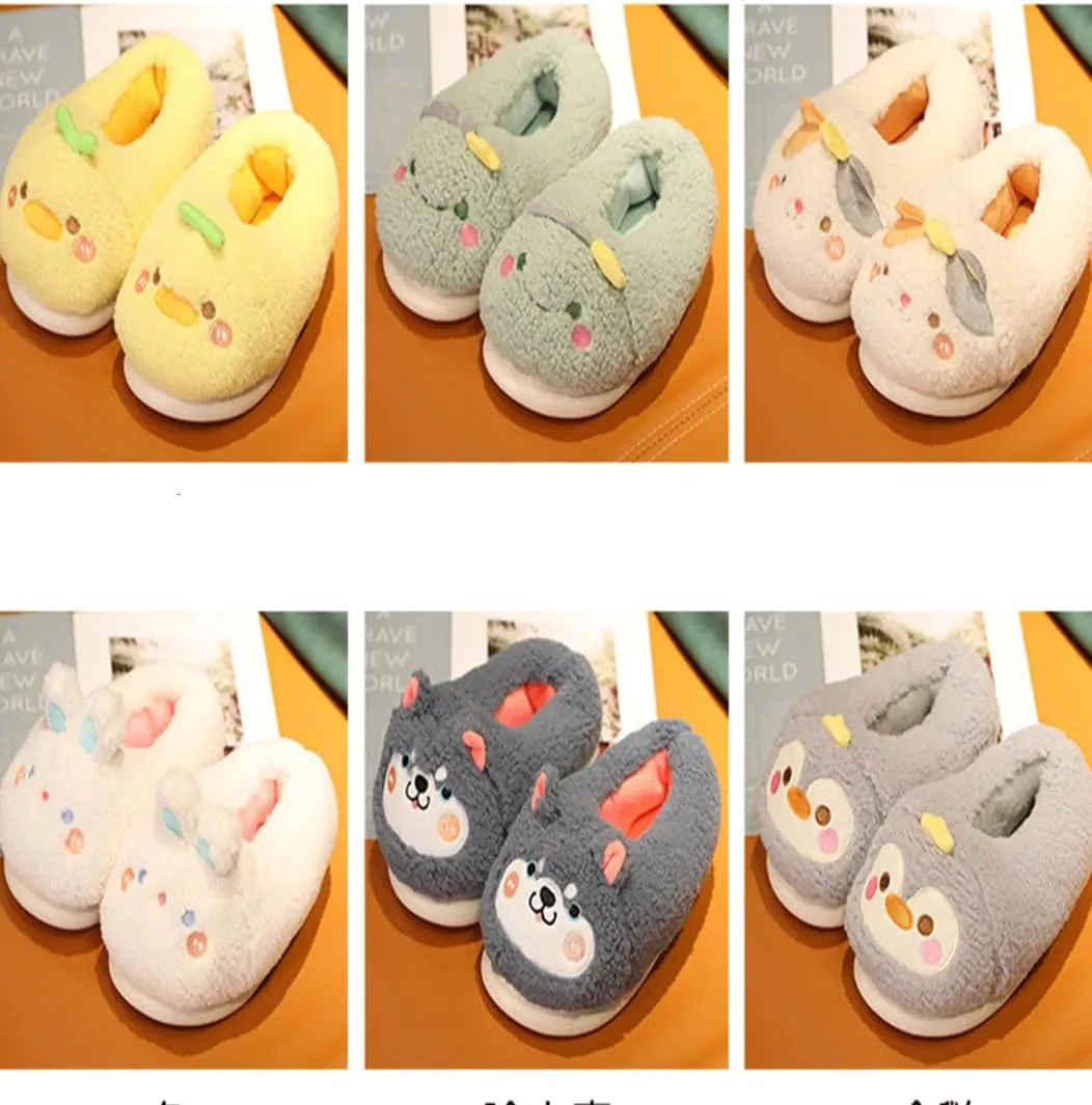 Cozy Novelty Cute Animal Home Slippers for Women Fluffy Memory Foam House Slippers Warm Non-slip Bedroom Shoes Indoor Outdoor