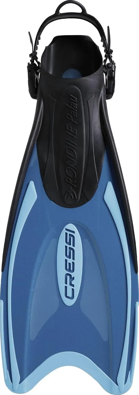 Cressi Palau Adjustable Open Heel Snorkeling Swim Fins Blue