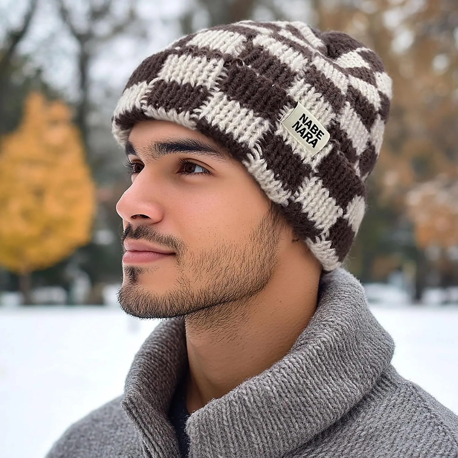 Croogo Beanie Men Slouchy Knit Skull Cap Warm Stocking Hats Women Winter Snow Ski Hat Cuffed Plaid Hat Toboggan Hats