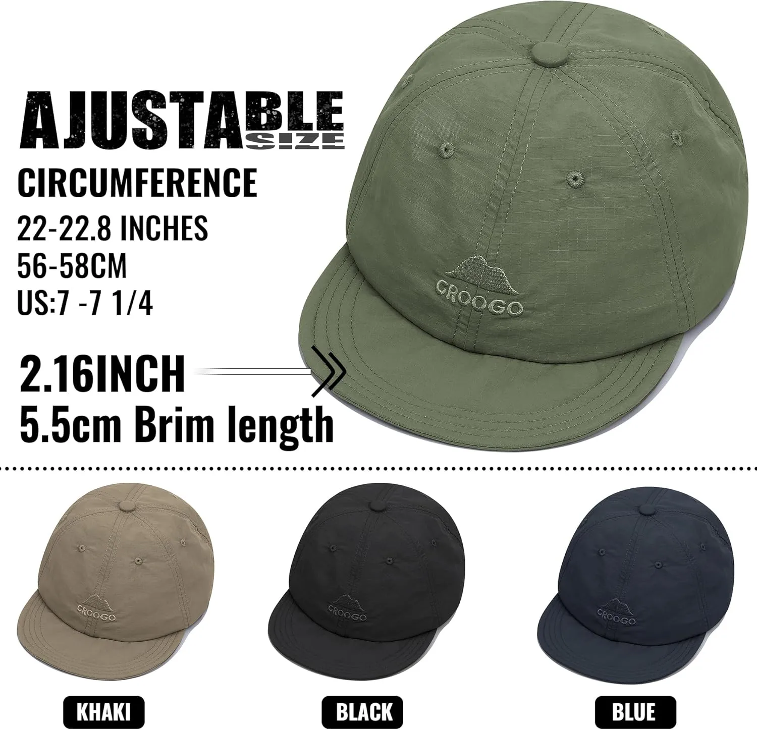 Croogo Quick Dry Short Brim Baseball Cap Soft Flat Bill Sun Hats Lightweight Trucker Caps Waterproof Umpire Short Bill Cap