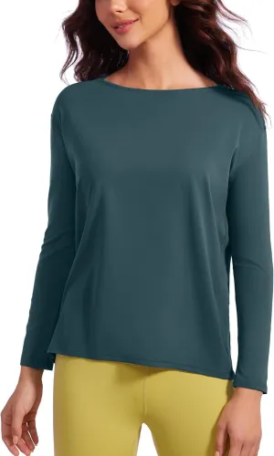 CRZ YOGA Butterluxe-Light Long Sleeve Workout Tops for Women Loose Fit Athletic Yoga Shirts Casual Relaxed Fall Shirt