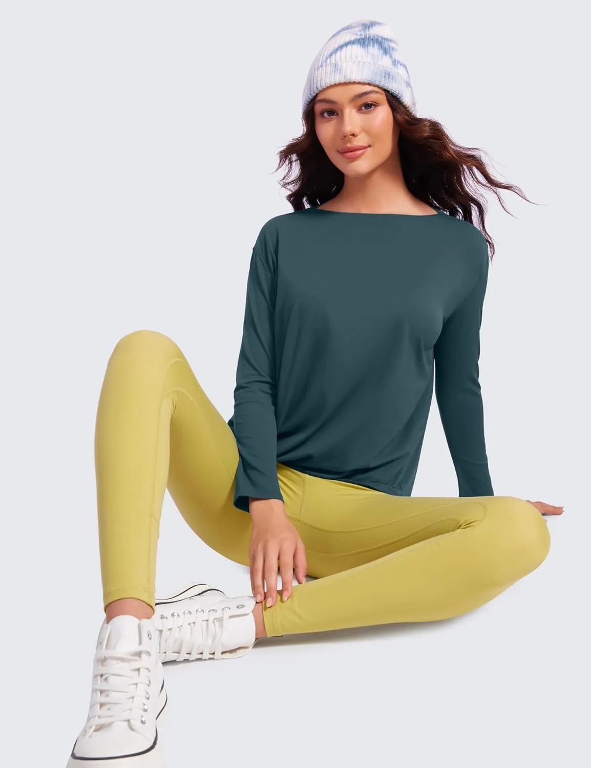 CRZ YOGA Butterluxe-Light Long Sleeve Workout Tops for Women Loose Fit Athletic Yoga Shirts Casual Relaxed Fall Shirt