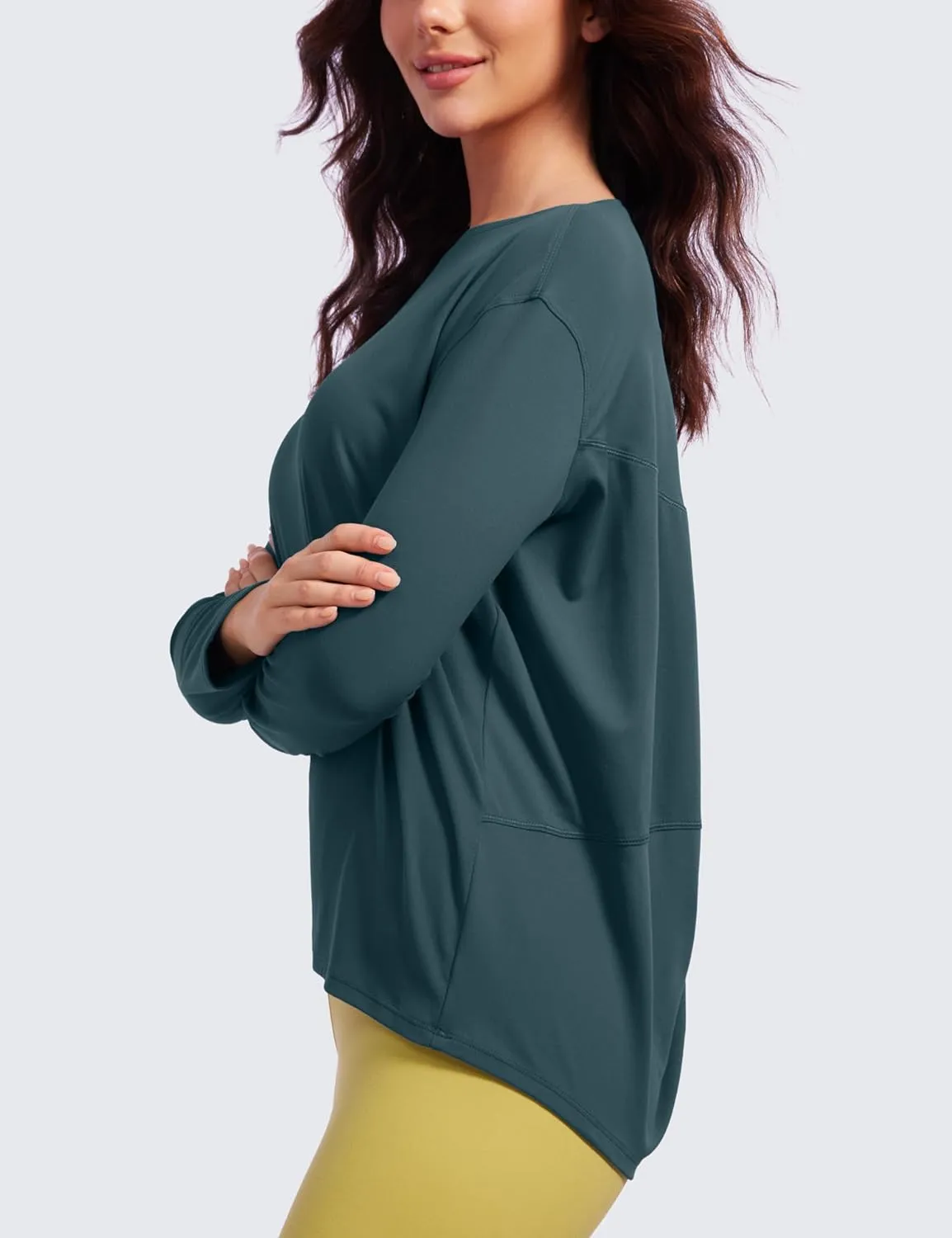 CRZ YOGA Butterluxe-Light Long Sleeve Workout Tops for Women Loose Fit Athletic Yoga Shirts Casual Relaxed Fall Shirt