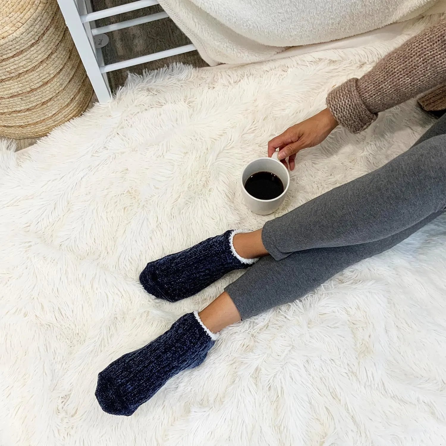 Cuddl Duds Women Cozy Lined Super Soft 3 Pair Pack Low Cut with Grippers Lounge Socks