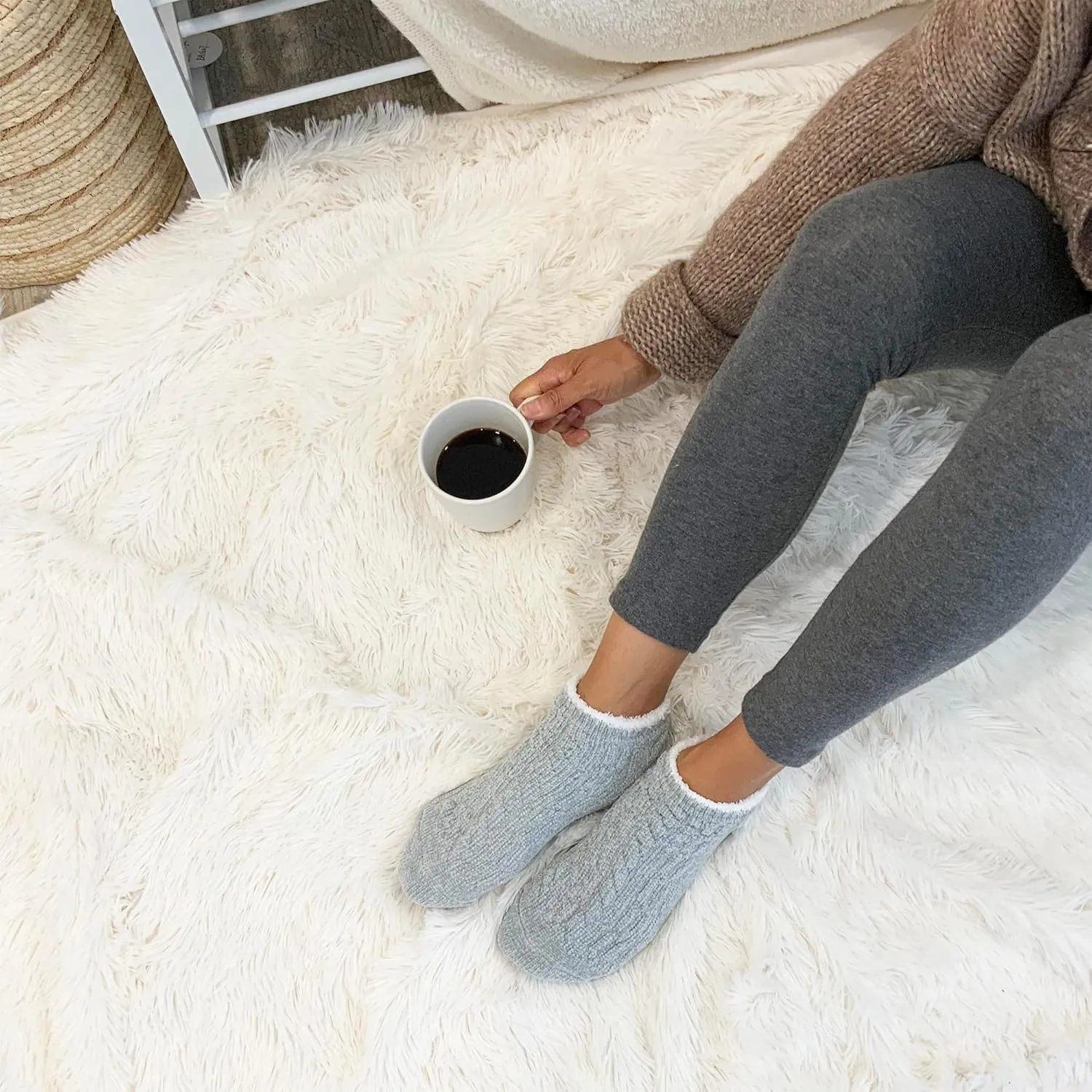 Cuddl Duds Women Cozy Lined Super Soft 3 Pair Pack Low Cut with Grippers Lounge Socks