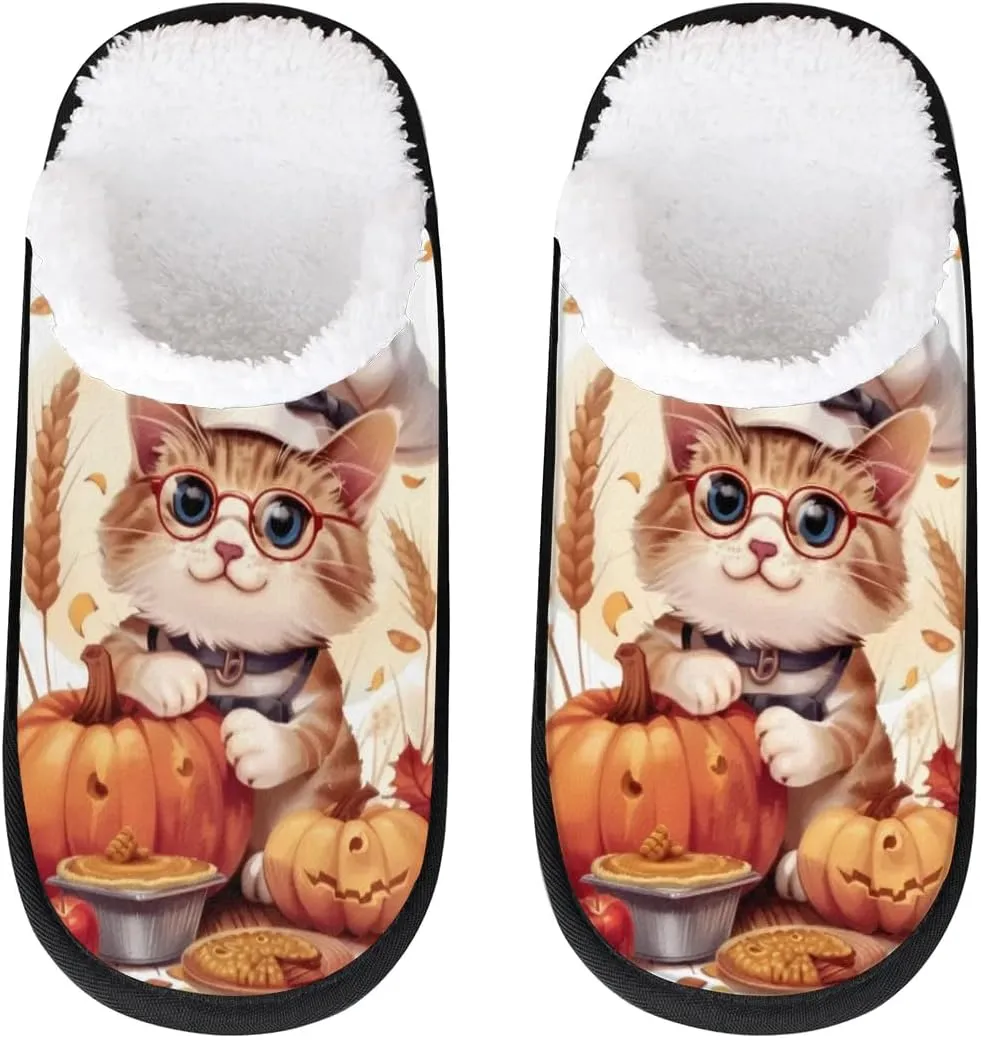 Cute Cat Ear Wheat Pumpkin House Slippers for Women Men, Non-Slip Spa Slippers Soft Foam Warm Home Shoes