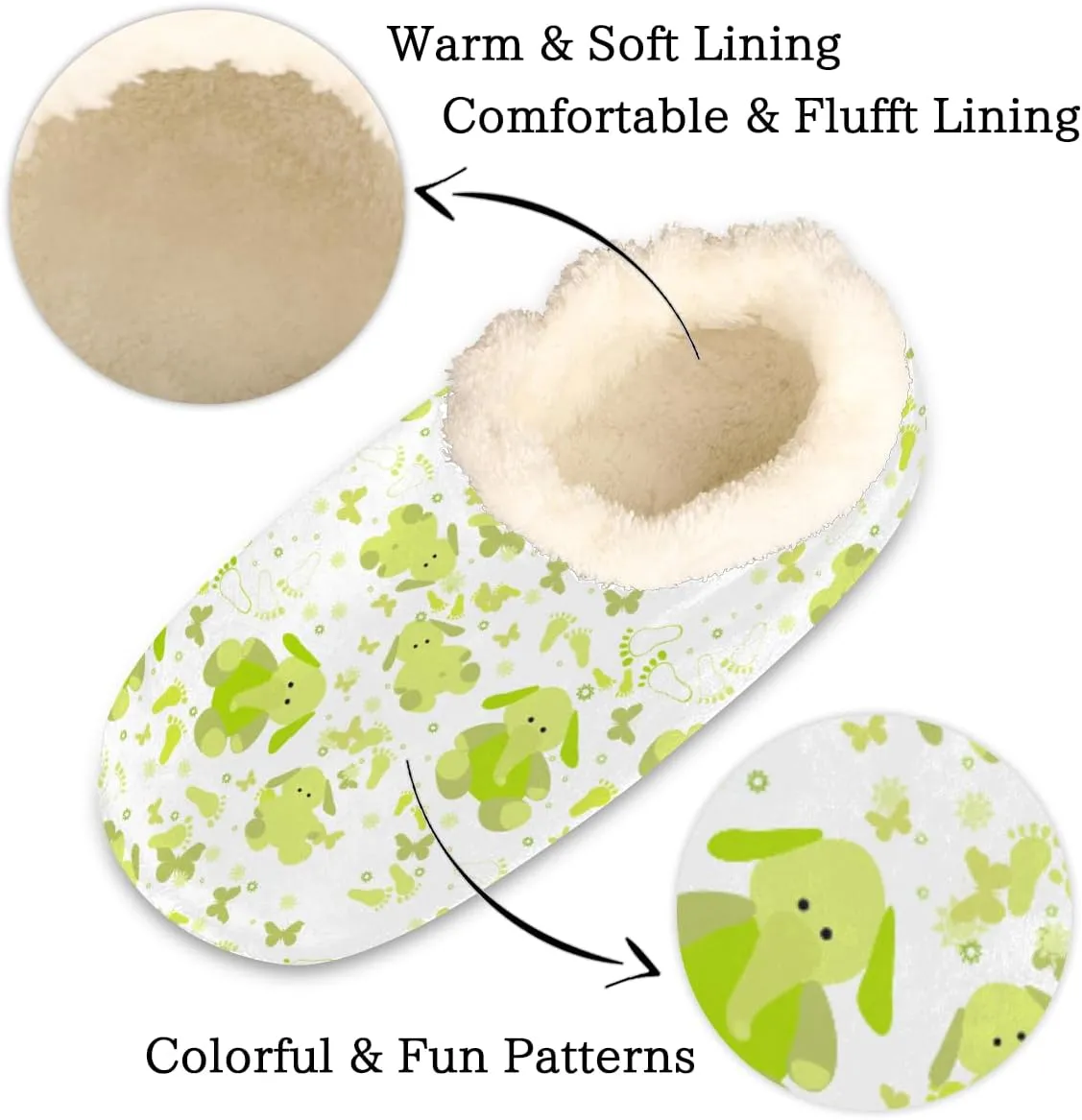 Cute Elephant Footprint Slippers for Women Slipper Socks Soft Fuzzy House Slippers Shoes for Indoor Bedroom, Winter Cozy Christmas Gifts, Cute Animal