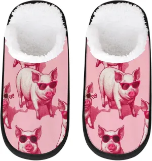 Cute Pink Pig House Slippers for Women Men, Funny Animals Non-Slip Spa Slippers Soft Foam Warm Home Shoes