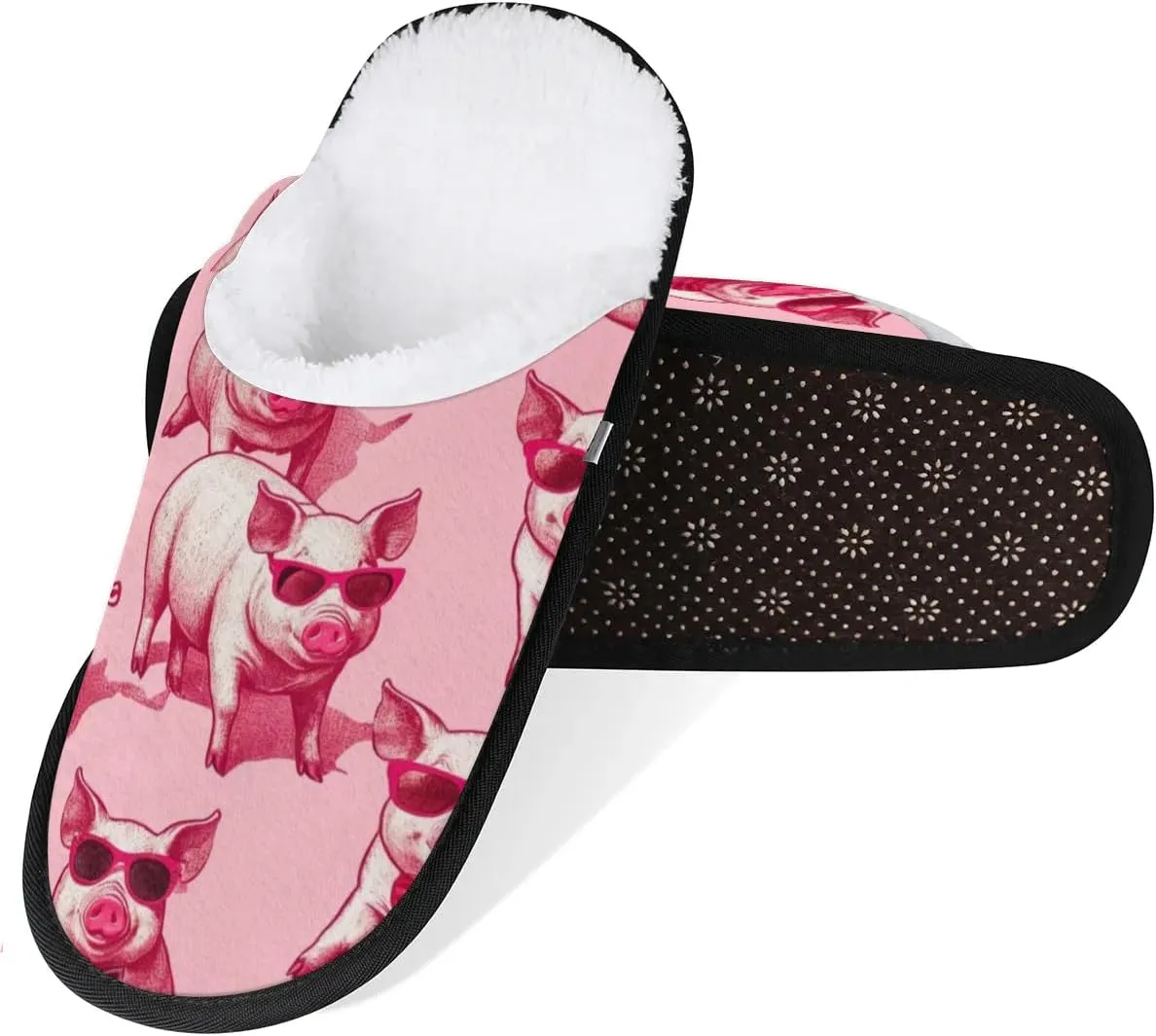 Cute Pink Pig House Slippers for Women Men, Funny Animals Non-Slip Spa Slippers Soft Foam Warm Home Shoes
