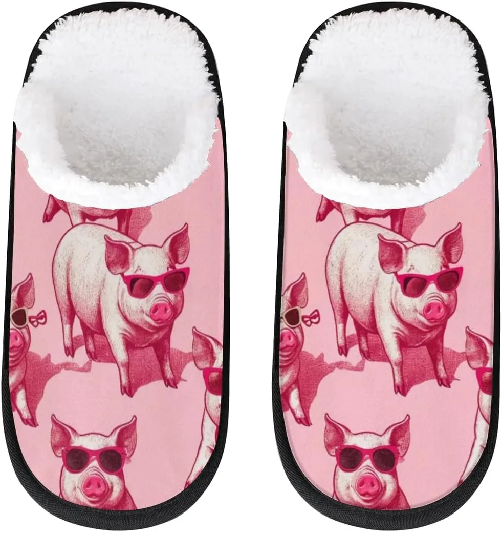 Cute Pink Pig House Slippers for Women Men, Funny Animals Non-Slip Spa Slippers Soft Foam Warm Home Shoes