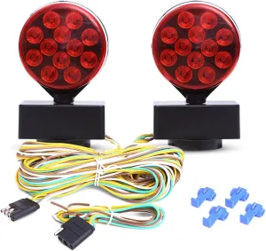 CZC AUTO 12V LED Magnetic Towing Light Kit for Boat Trailer RV Truck - Magnetic Strength 55 Pounds