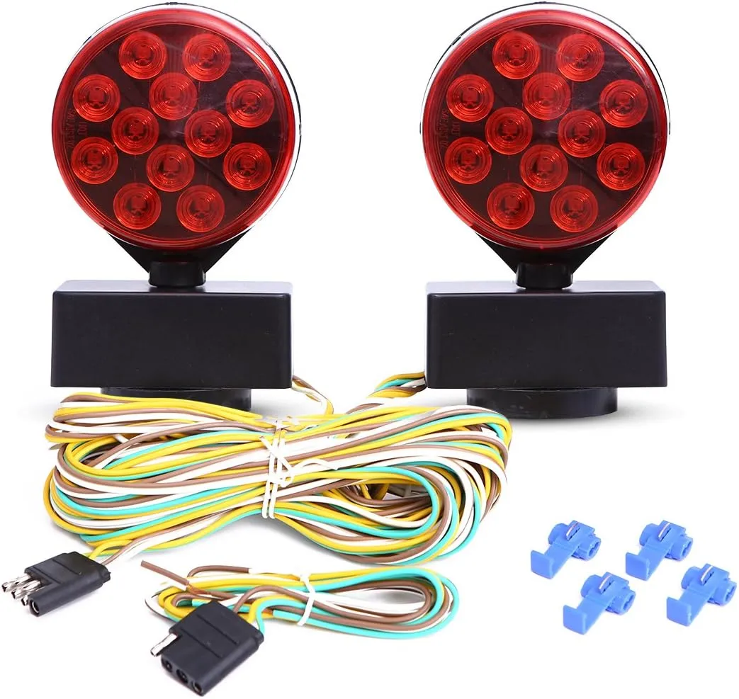CZC AUTO 12V LED Magnetic Towing Light Kit for Boat Trailer RV Truck - Magnetic Strength 55 Pounds