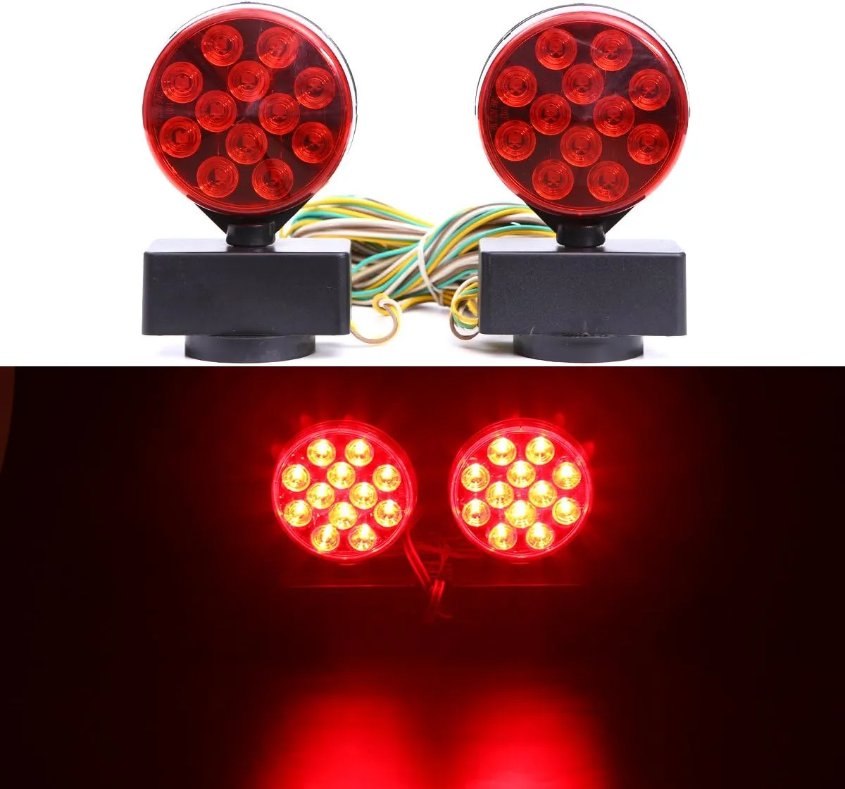 CZC AUTO 12V LED Magnetic Towing Light Kit for Boat Trailer RV Truck - Magnetic Strength 55 Pounds