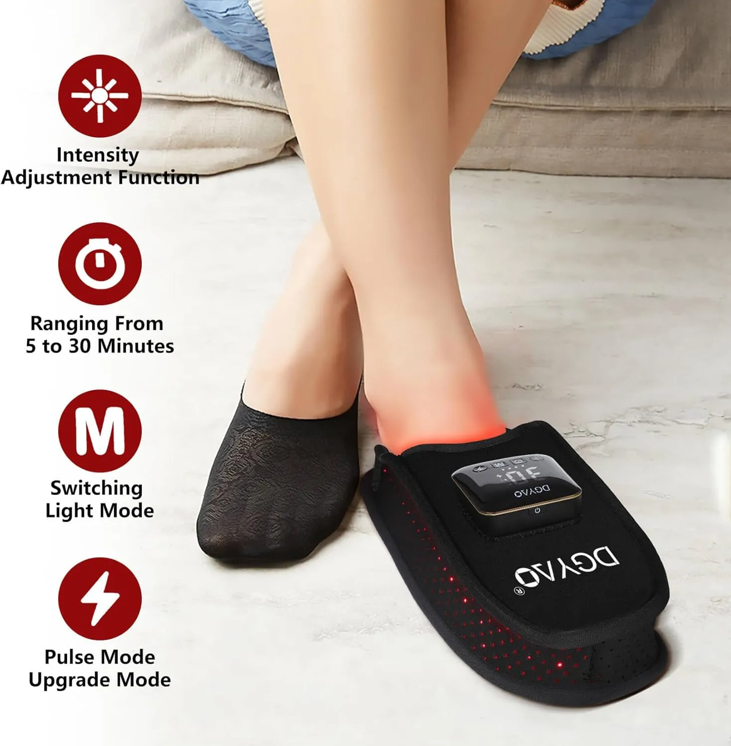D MAX Cordless Foot Slipper Red Light Therapy, Near Infrared Therapy for Feet Pain Relief, with Battery Pulse Therapy (Single)