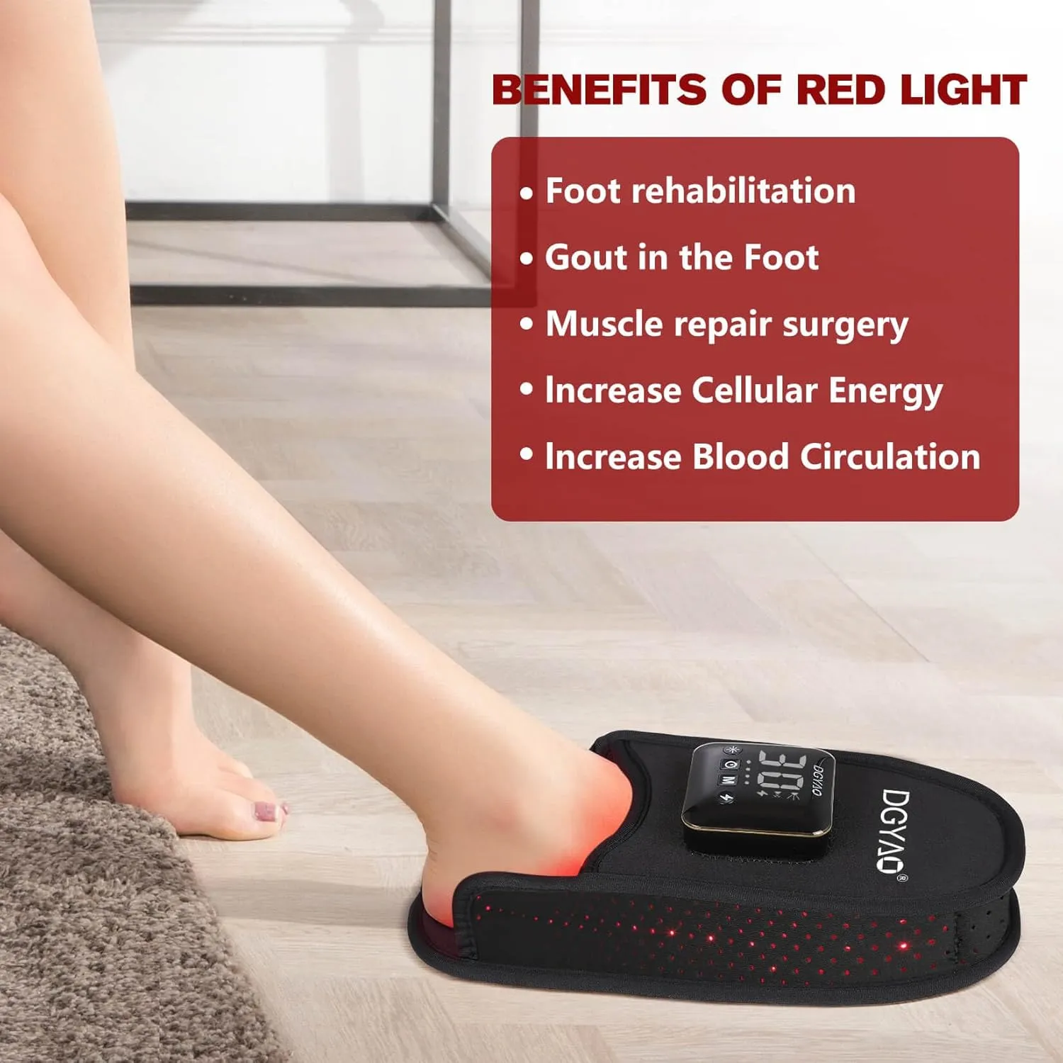 D MAX Cordless Foot Slipper Red Light Therapy, Near Infrared Therapy for Feet Pain Relief, with Battery Pulse Therapy (Single)