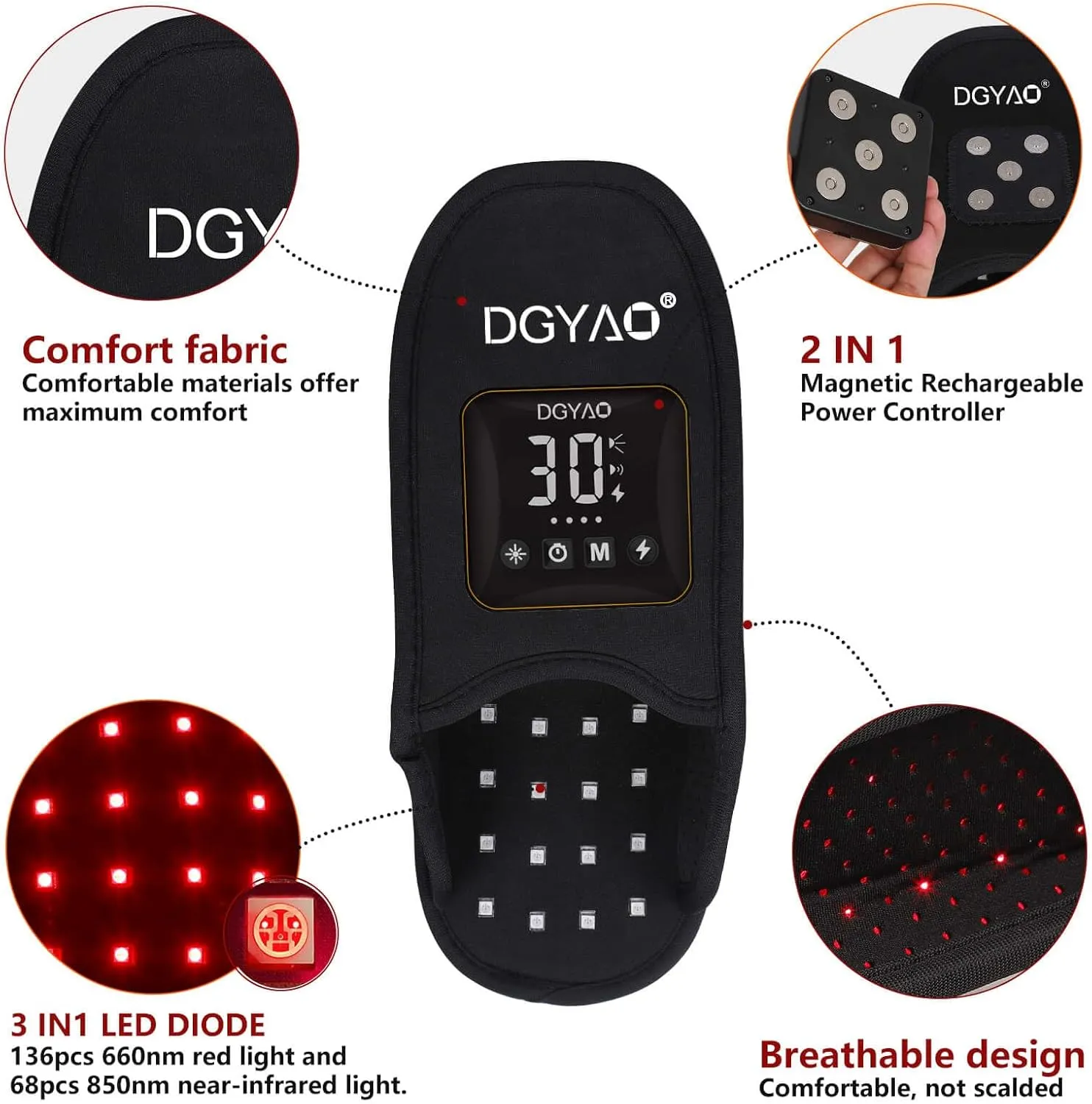 D MAX Cordless Foot Slipper Red Light Therapy, Near Infrared Therapy for Feet Pain Relief, with Battery Pulse Therapy (Single)