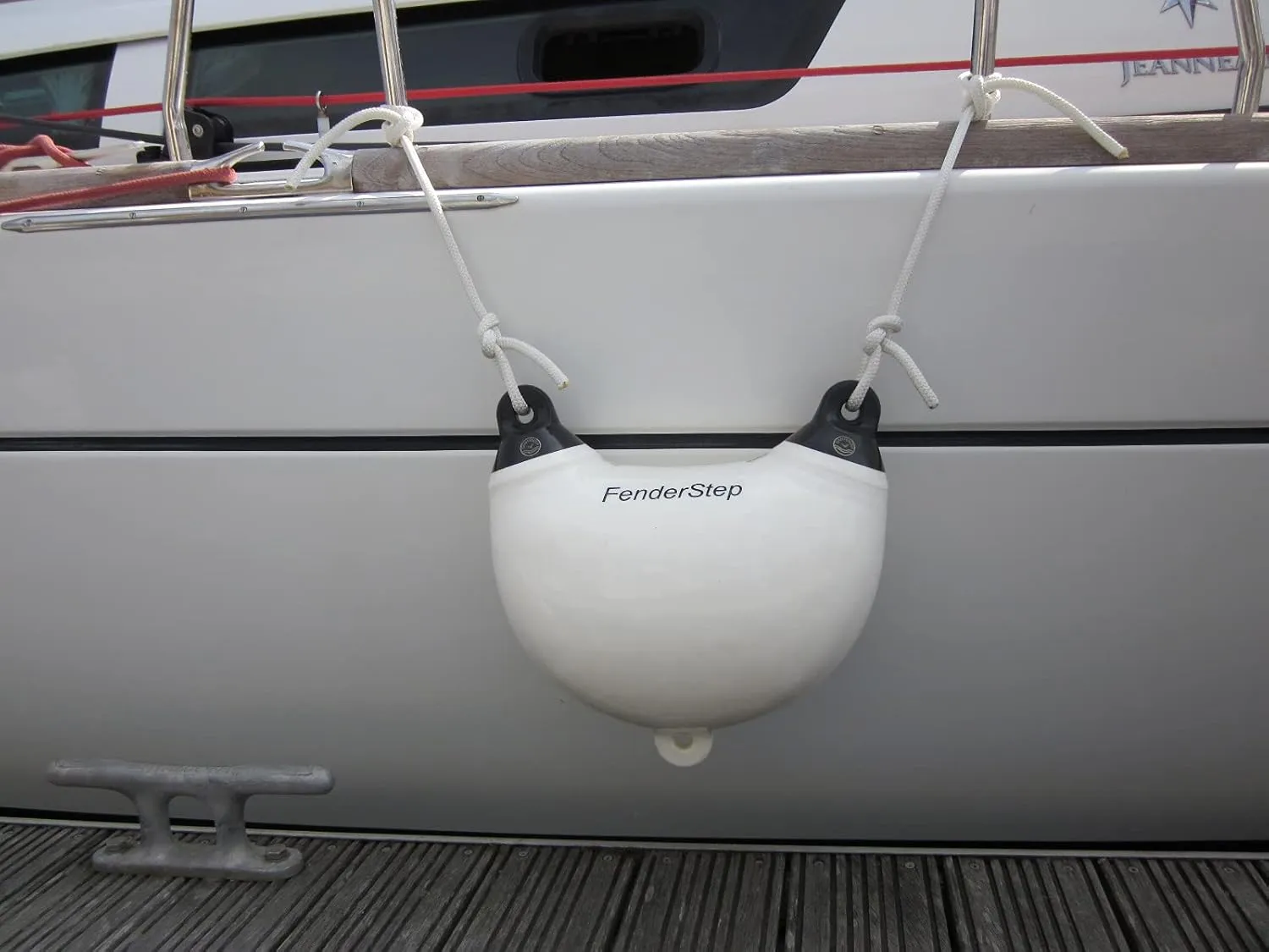 Dan Fender FenderStep - Multi-Purpose Boarding Step and Boat Fender – Easy Access Stepping Ladder & Bumper - Yacht, Pontoon & Boat Accessories for Docking (Eggshell)