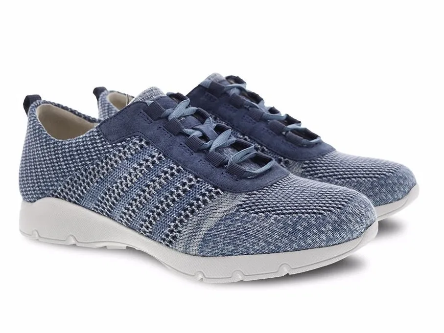 Dansko Denim Adrianne Washed Knit Comfort Casual Lace-Up Sneaker 4455-721872