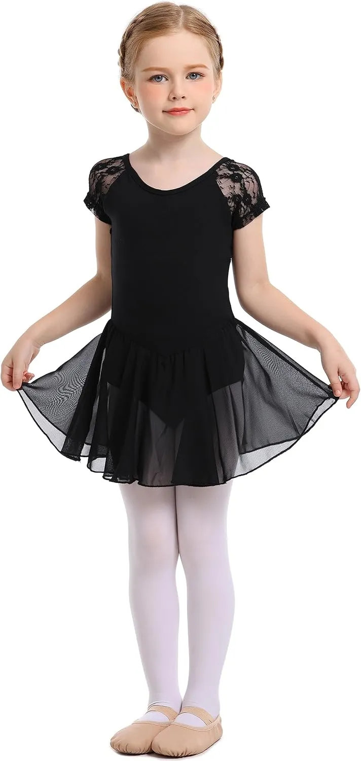 danswan Long Sleeve Ballet Skirted Leotards Dance Dresses Tutu Outfit for Ballerina Toddler Girls
