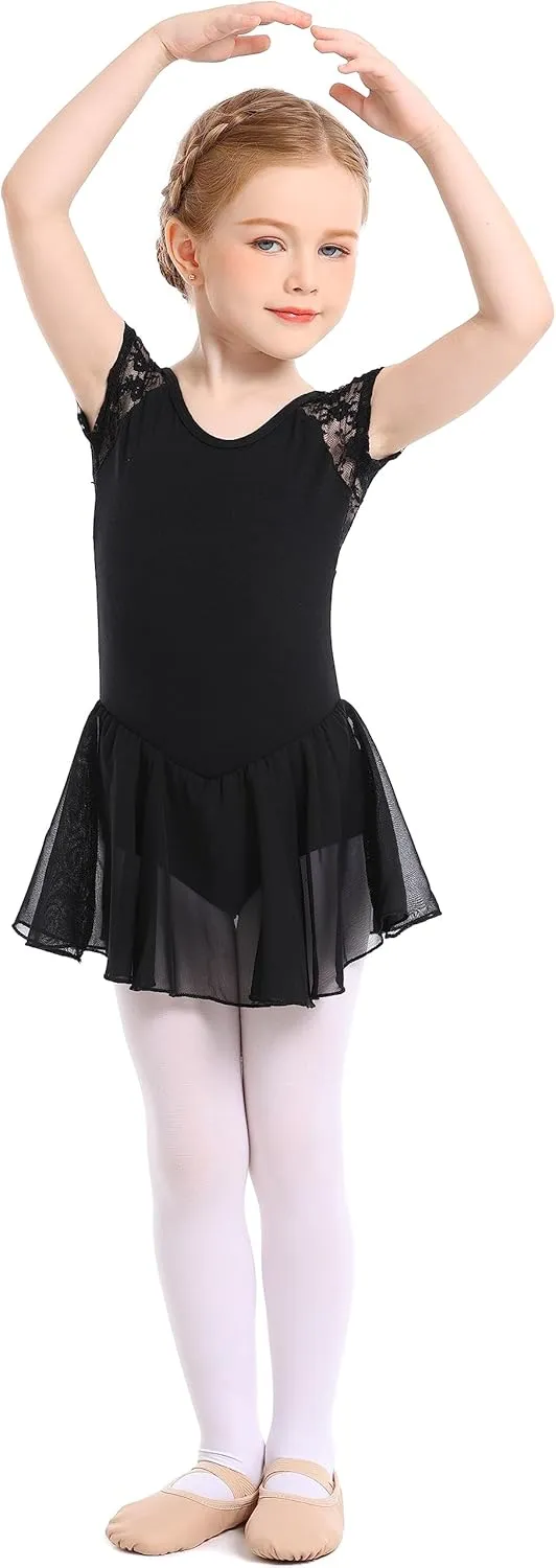 danswan Long Sleeve Ballet Skirted Leotards Dance Dresses Tutu Outfit for Ballerina Toddler Girls