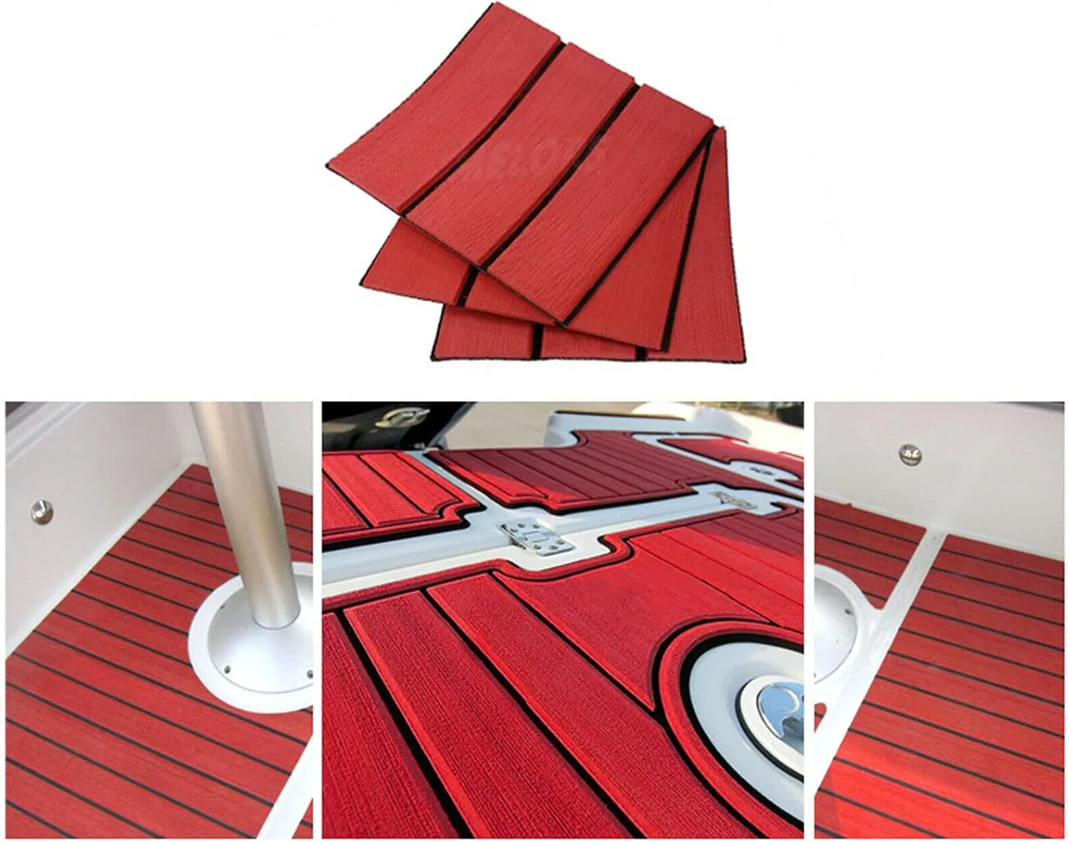 Deck Flooring Decking Boat Flooring EVA Foam Faux Teak Seadek Marine Carpet Flooring Boat Carpeting 94.5''X35.4''X0.24'' Sea Deck Boat Flooring Non-Slip Mats for Yacht