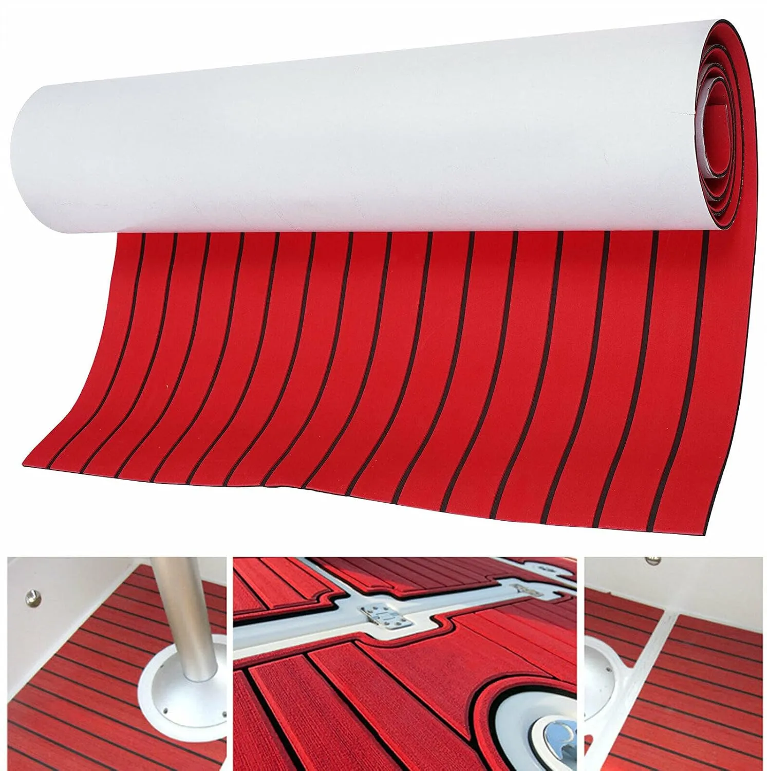 Deck Flooring Decking Boat Flooring EVA Foam Faux Teak Seadek Marine Carpet Flooring Boat Carpeting 94.5''X35.4''X0.24'' Sea Deck Boat Flooring Non-Slip Mats for Yacht