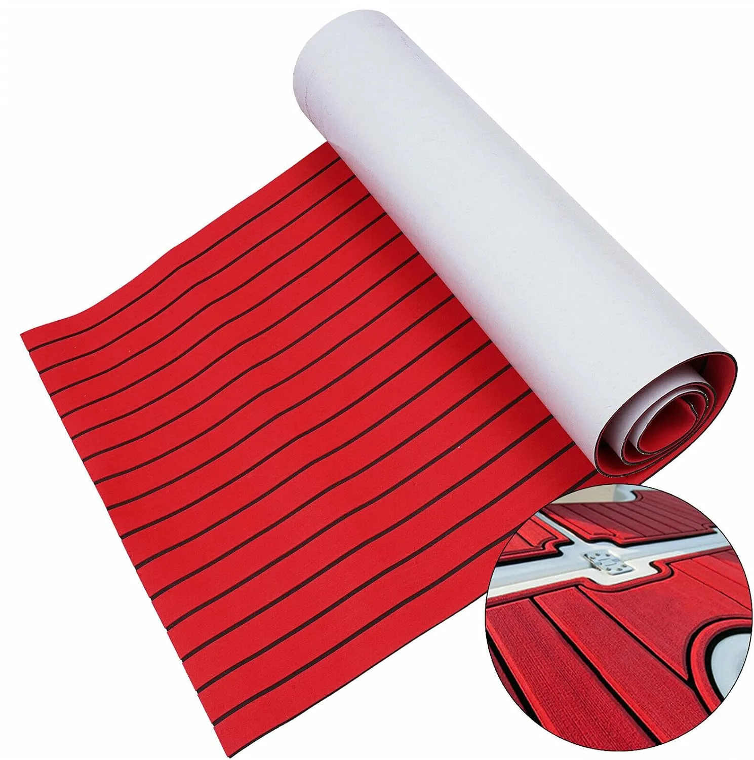 Deck Flooring Decking Boat Flooring EVA Foam Faux Teak Seadek Marine Carpet Flooring Boat Carpeting 94.5''X35.4''X0.24'' Sea Deck Boat Flooring Non-Slip Mats for Yacht