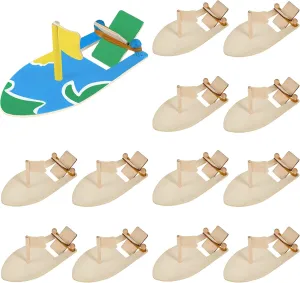 Deekin 48 Packs DIY Wood Sailboat Craft Wooden Boat Toy Rubber Band Paddle Model Boat Kits to Build and Paint for DIY Craft Gift Birthday Carnival Party, 5.51 x 2.76 Inch