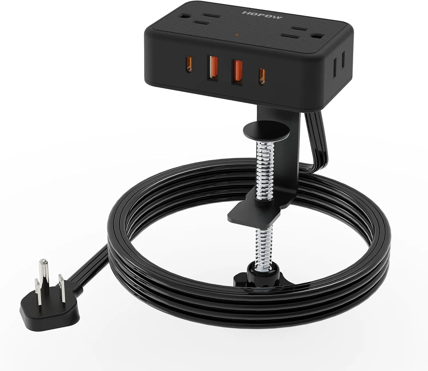 Desk Clamp Power Strip, Desktop Mount Charging Station with 4 Outlets 4 USB Ports (2 USB C), 10Ft Under Surge Protector(1700 Joules), Extension Cord for Home Office, Black