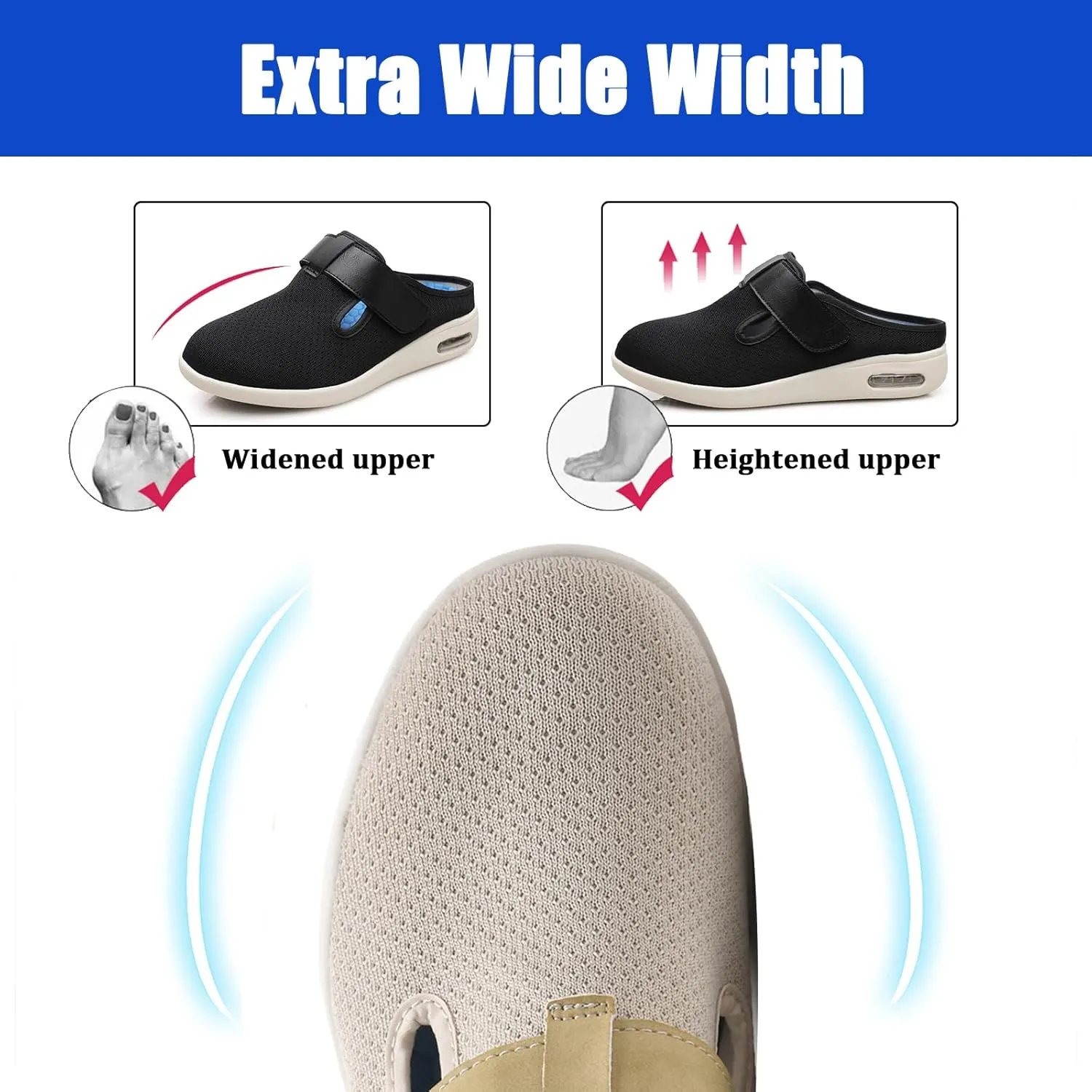 Diabetics Slippers ls,Women Men Adjustable Orthopaedic Walking Shoes,Extra Wide Memory Foam Sneaker for Elderly Swollen Feet Arthritis Edema