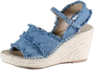 Diba True Womens Grants Ville Espadrille Casual Sandals Casual High Heel 3" & Up - Blue