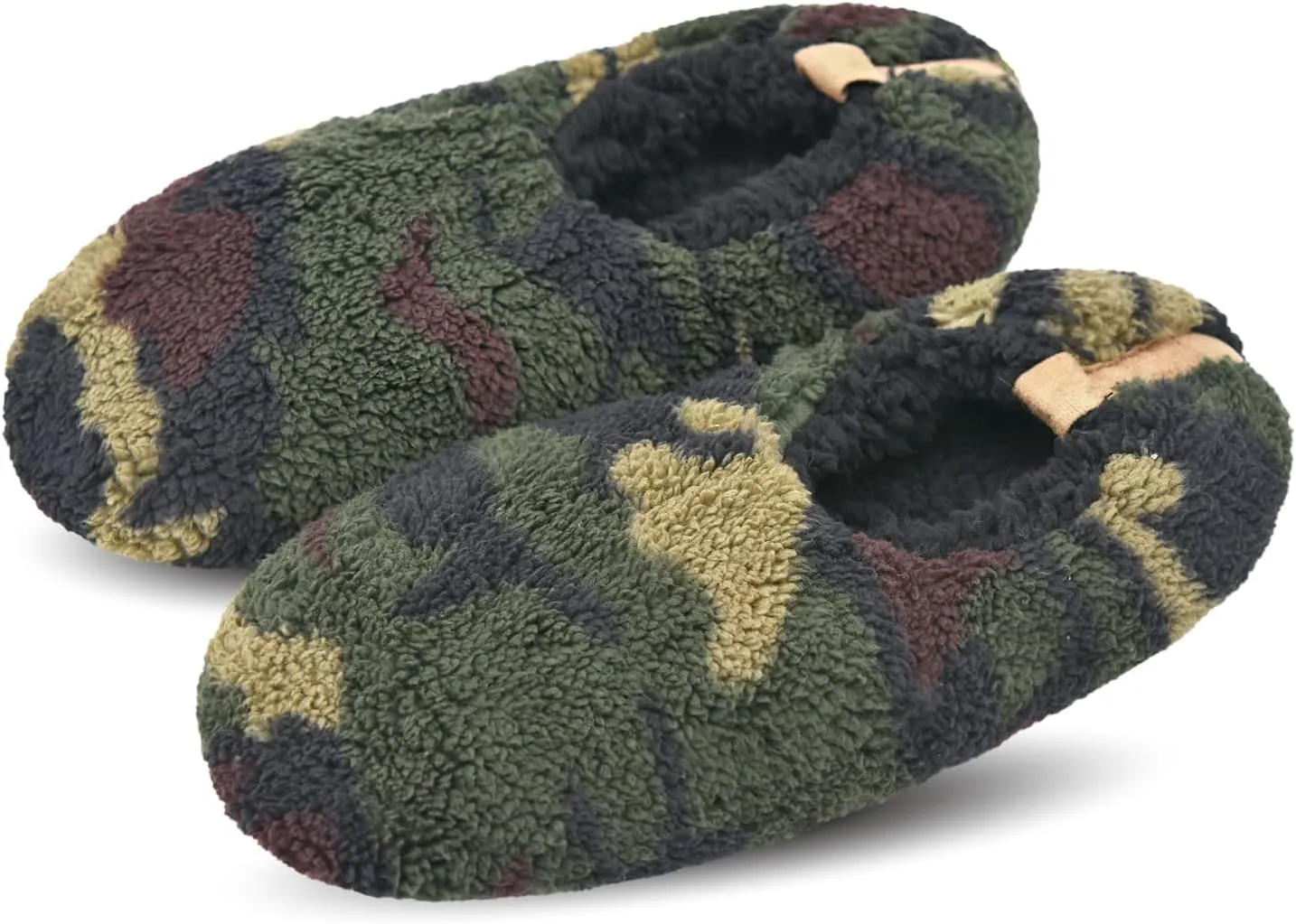 DICUIRD Mens Soft Soles Slipper Socks With Grippers, Cozy&Warm Sherpa Lining Slippers With Non Skid Bottoms, Fuzzy House Slippers