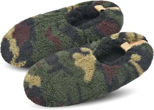 DICUIRD Mens Soft Soles Slipper Socks With Grippers, Cozy&Warm Sherpa Lining Slippers With Non Skid Bottoms, Fuzzy House Slippers