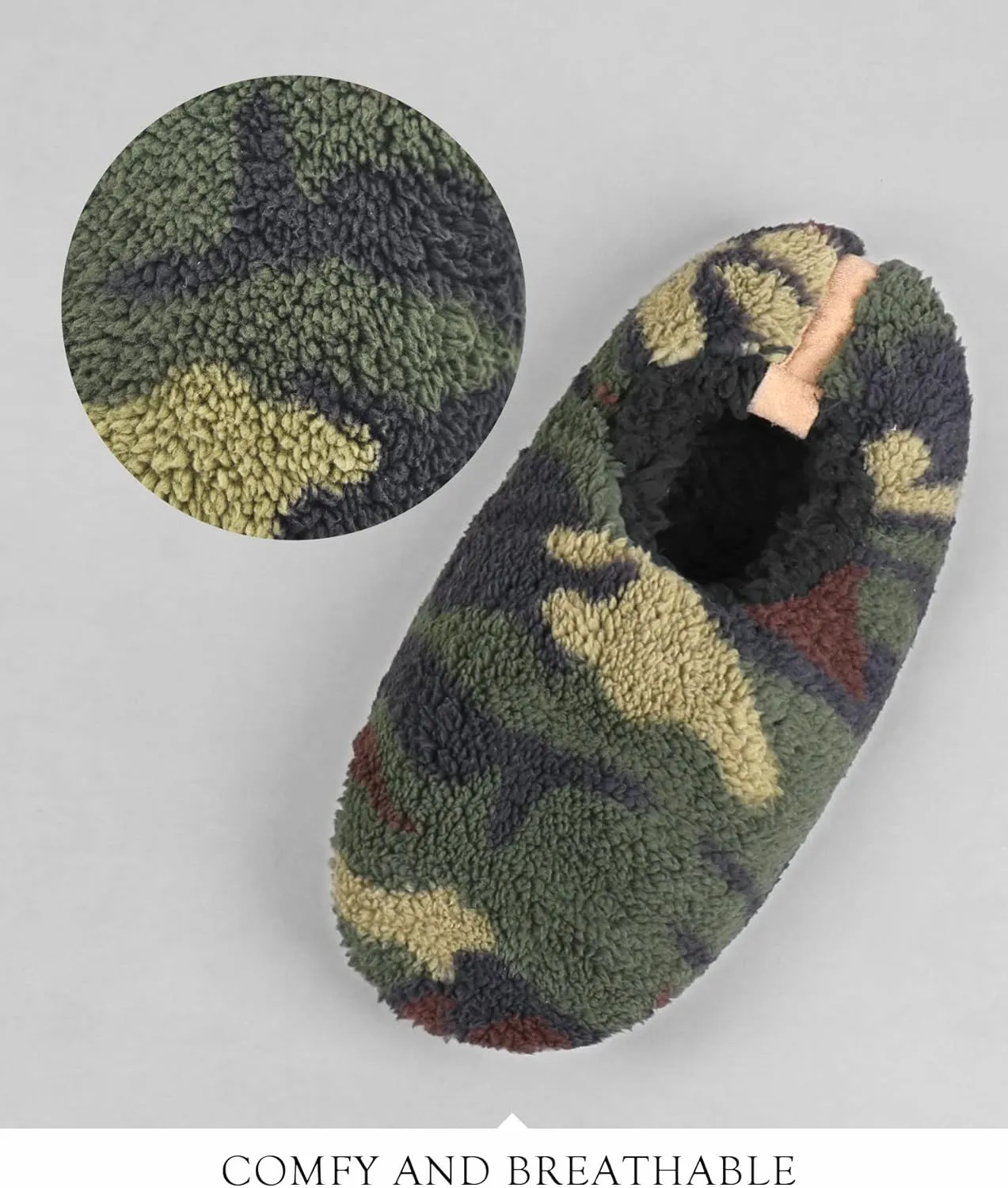 DICUIRD Mens Soft Soles Slipper Socks With Grippers, Cozy&Warm Sherpa Lining Slippers With Non Skid Bottoms, Fuzzy House Slippers