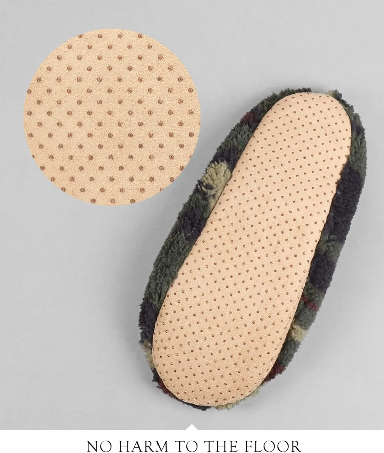 DICUIRD Mens Soft Soles Slipper Socks With Grippers, Cozy&Warm Sherpa Lining Slippers With Non Skid Bottoms, Fuzzy House Slippers