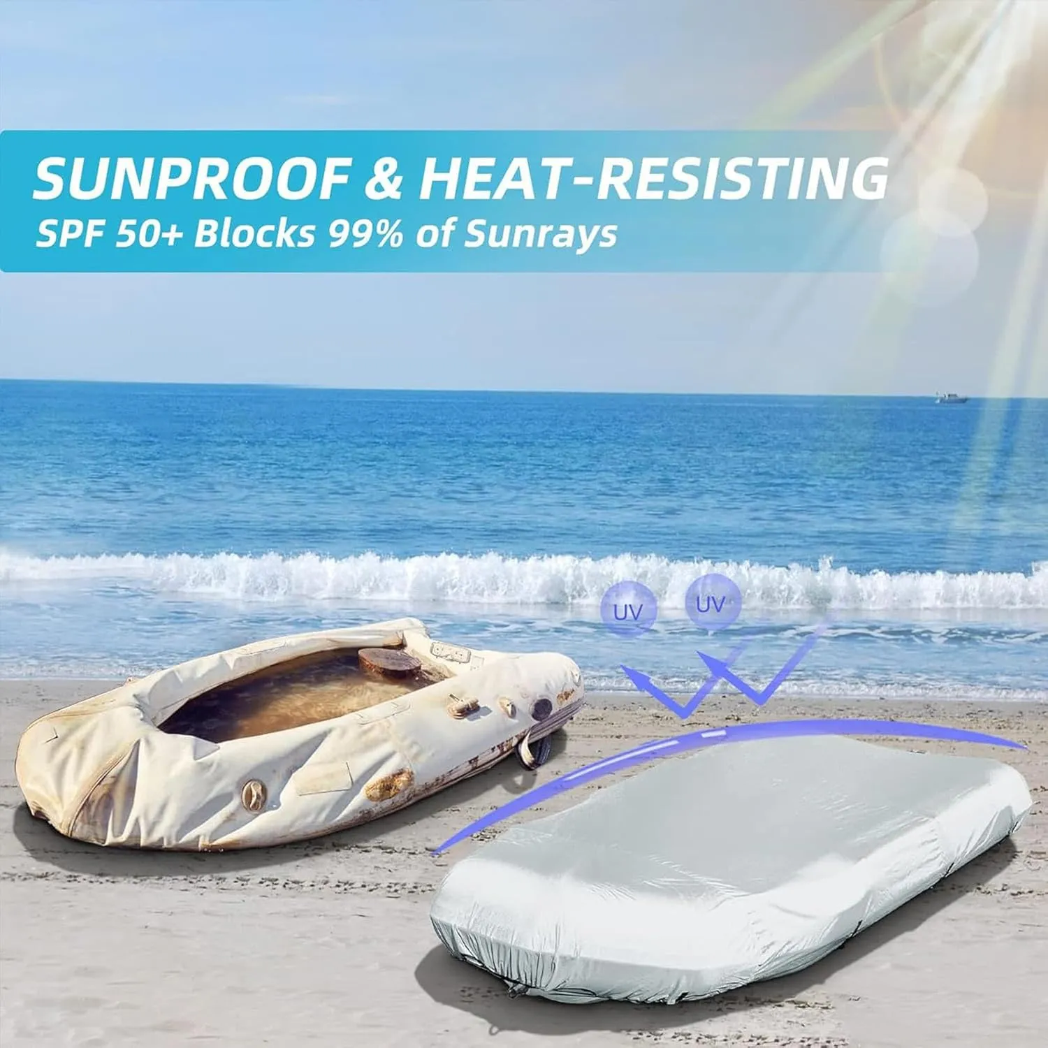 Dinghy Boat Cover 7 Sizes Boat Covers UV Resistant Boat Tarp for Inflatable Boat and Dinghy,270 * 165 * 46cm