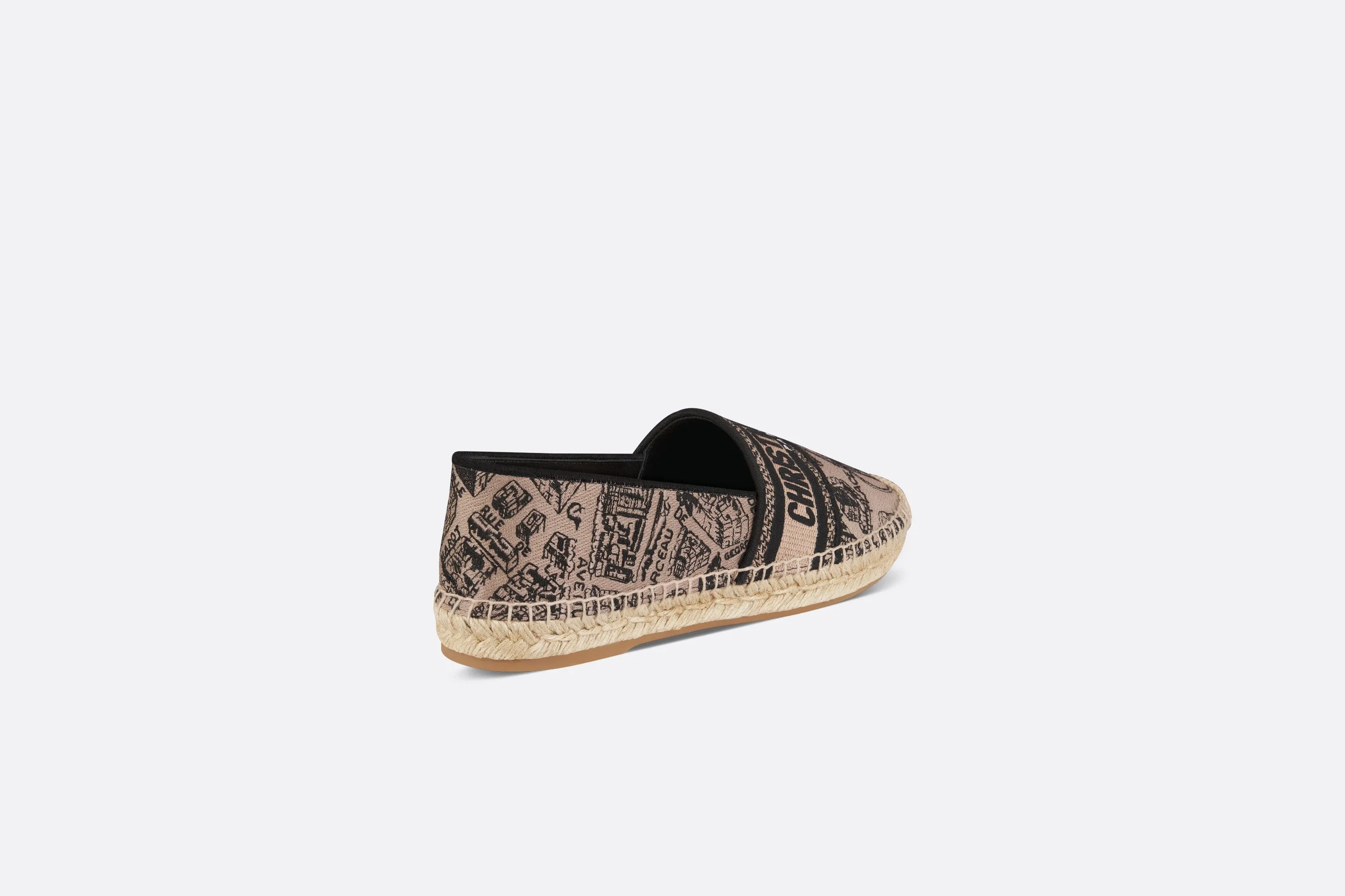 Dior Granville Espadrille • Beige and Black Cotton Embroidered with Plan de Paris Motif