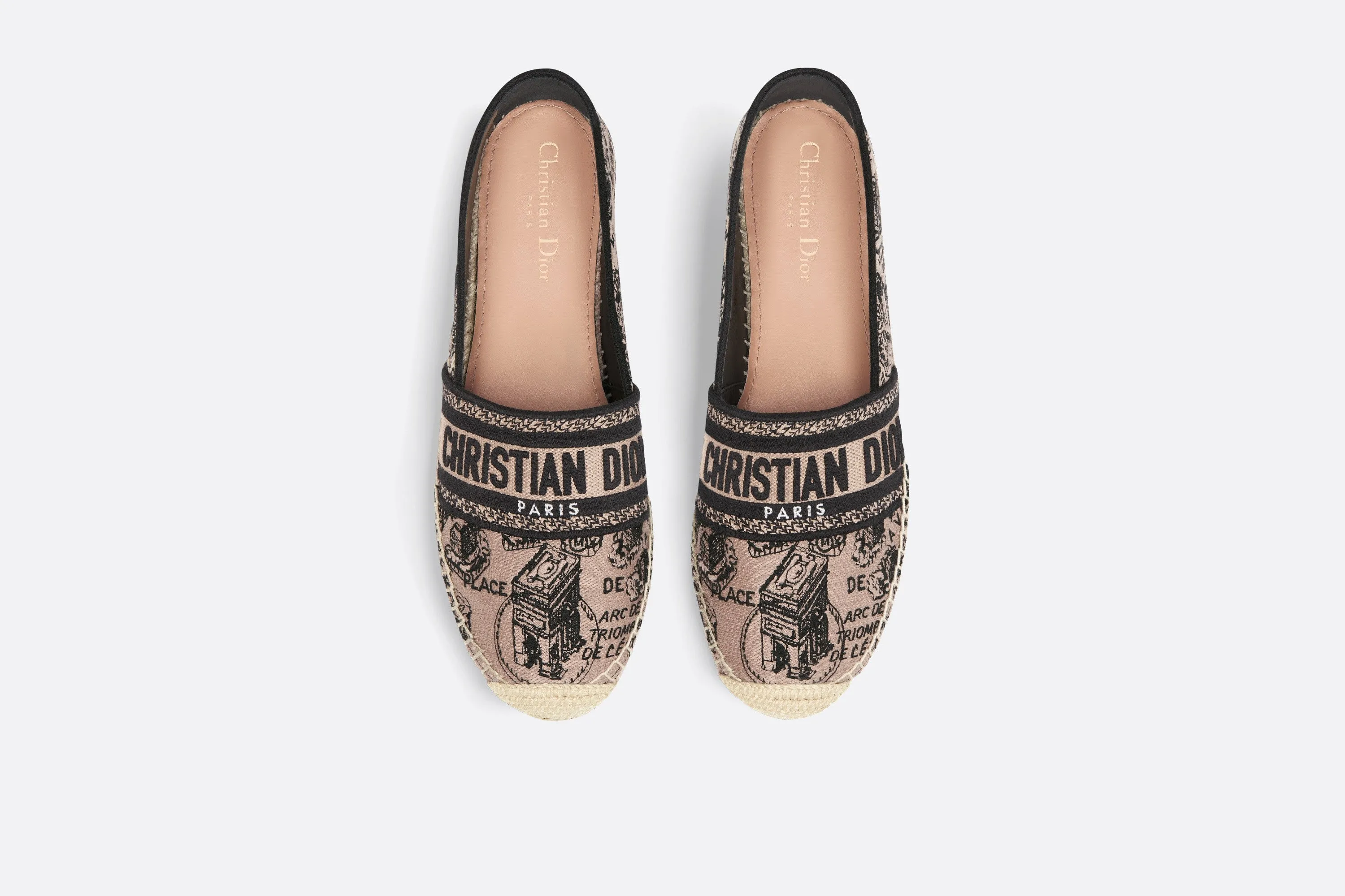 Dior Granville Espadrille • Beige and Black Cotton Embroidered with Plan de Paris Motif