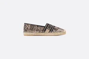 Dior Granville Espadrille • Beige and Black Cotton Embroidered with Plan de Paris Motif